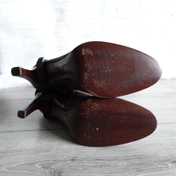 Ralph Lauren Purple Label Brown Satin Knee High Convertible Ankle Boots - Picture 15 of 16